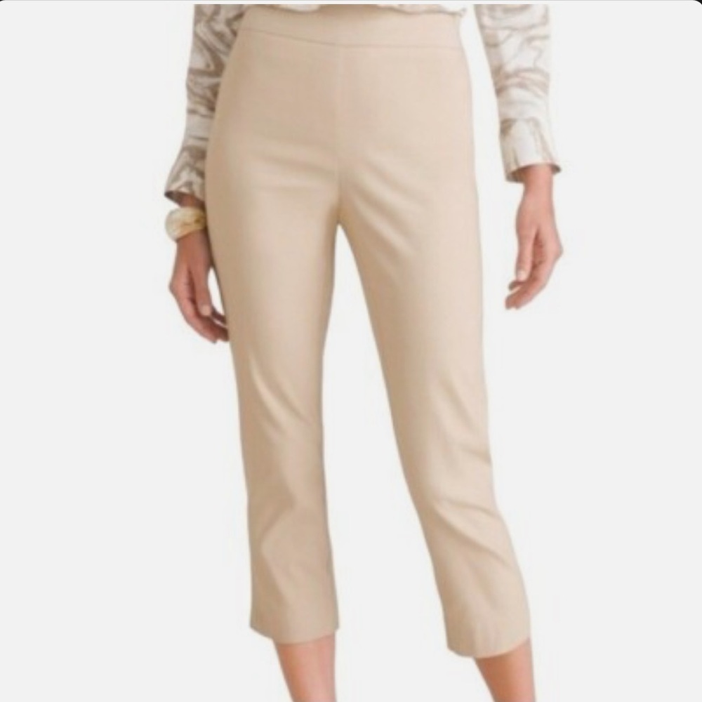 Chico's Beige So Slimming Crop Pants Sz 4 20 XXL Tan Women’s